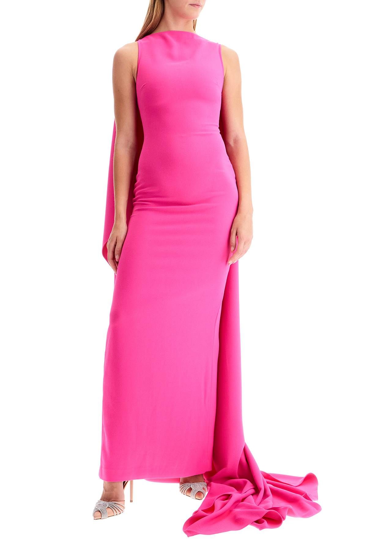 Shop Solace London 'kaila' Long Dress In Fuchsia