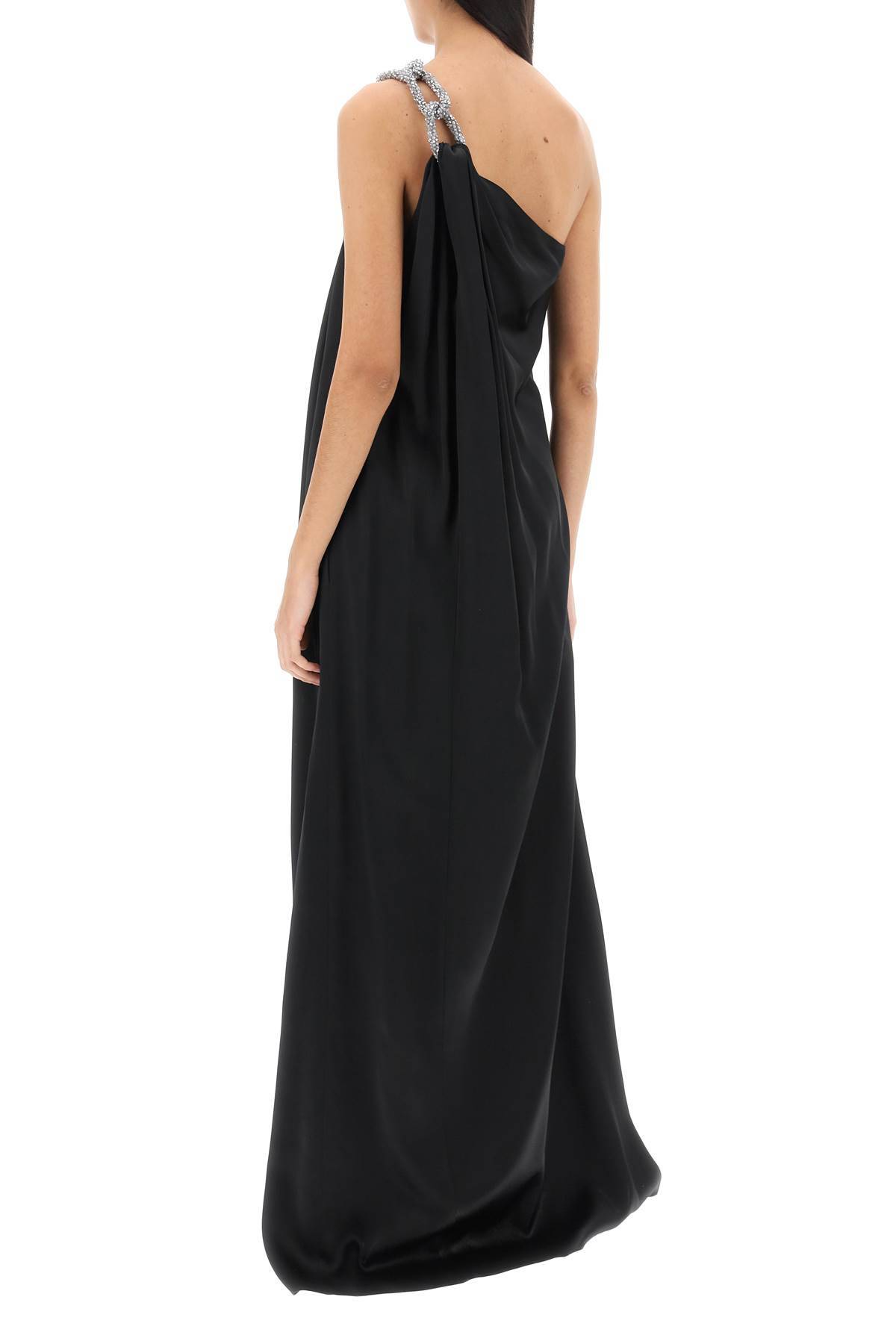 Shop Stella Mccartney One-shoulder Dress With Falabella Chain In Black
