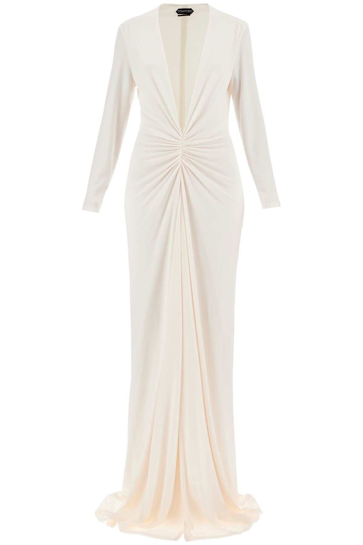 Shop Tom Ford Long Stretch Jersey Evening Dress In Neutro