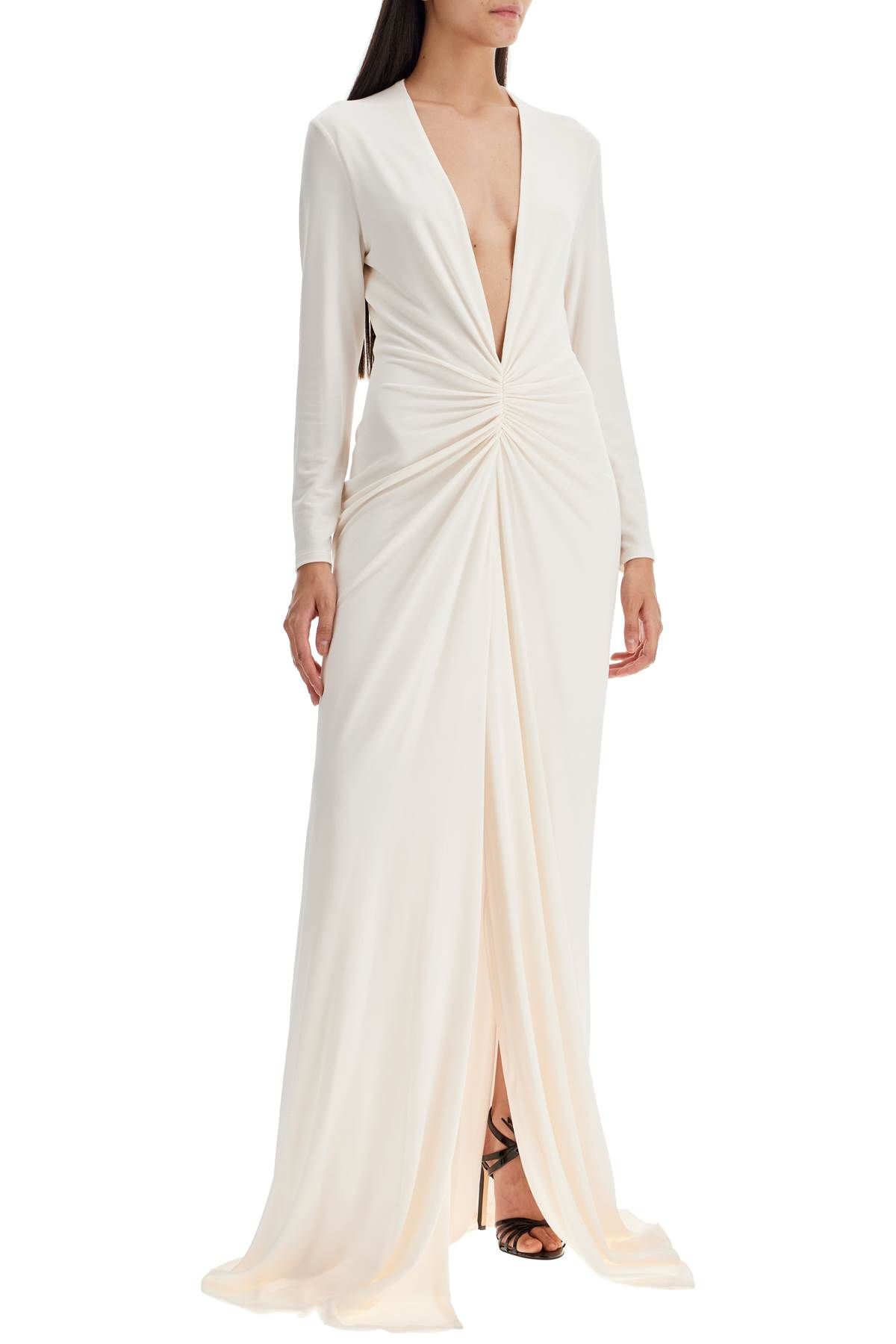 Shop Tom Ford Long Stretch Jersey Evening Dress In Neutro