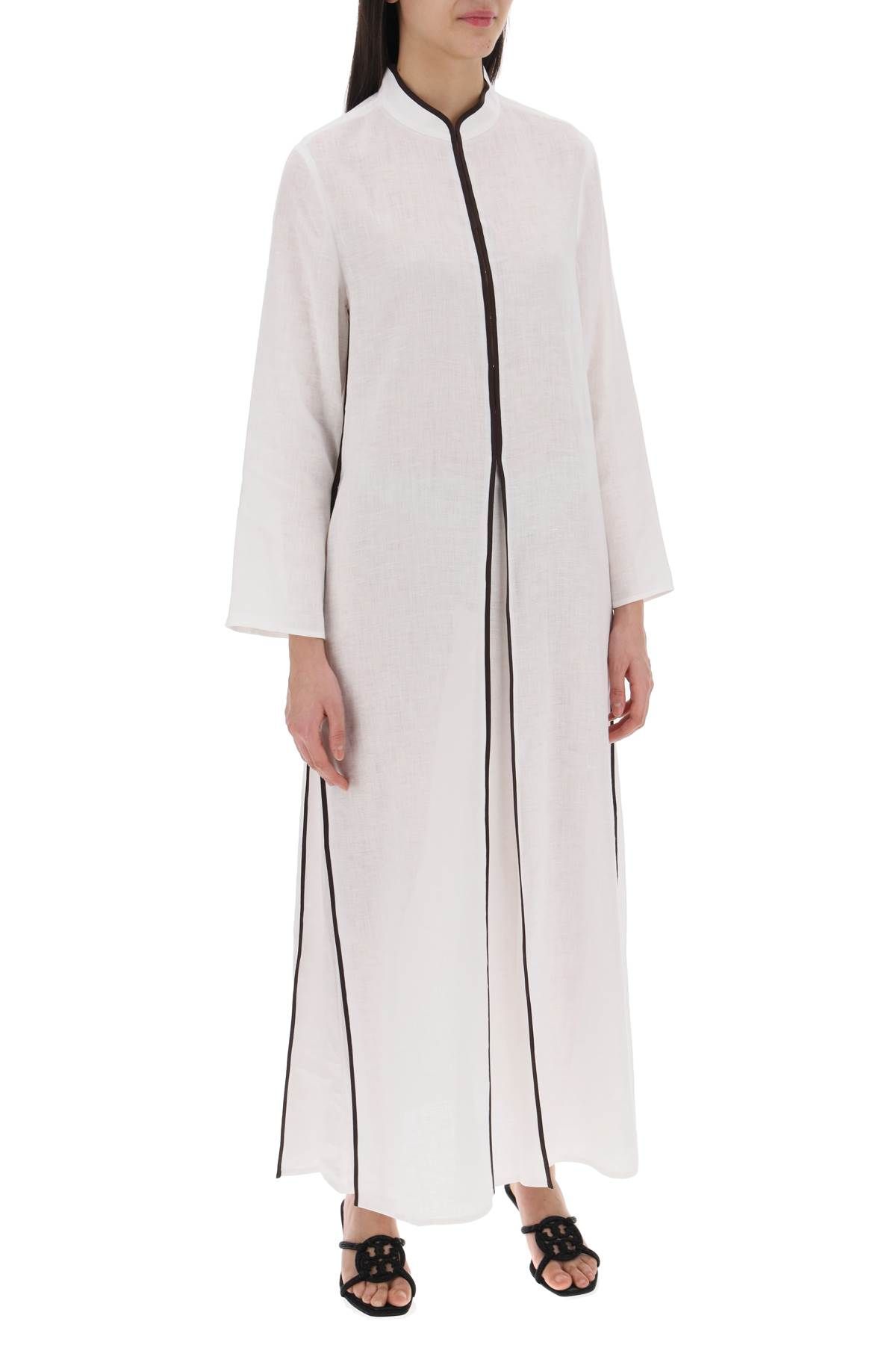 Shop Tory Burch Long Linen Caftan Dress In White