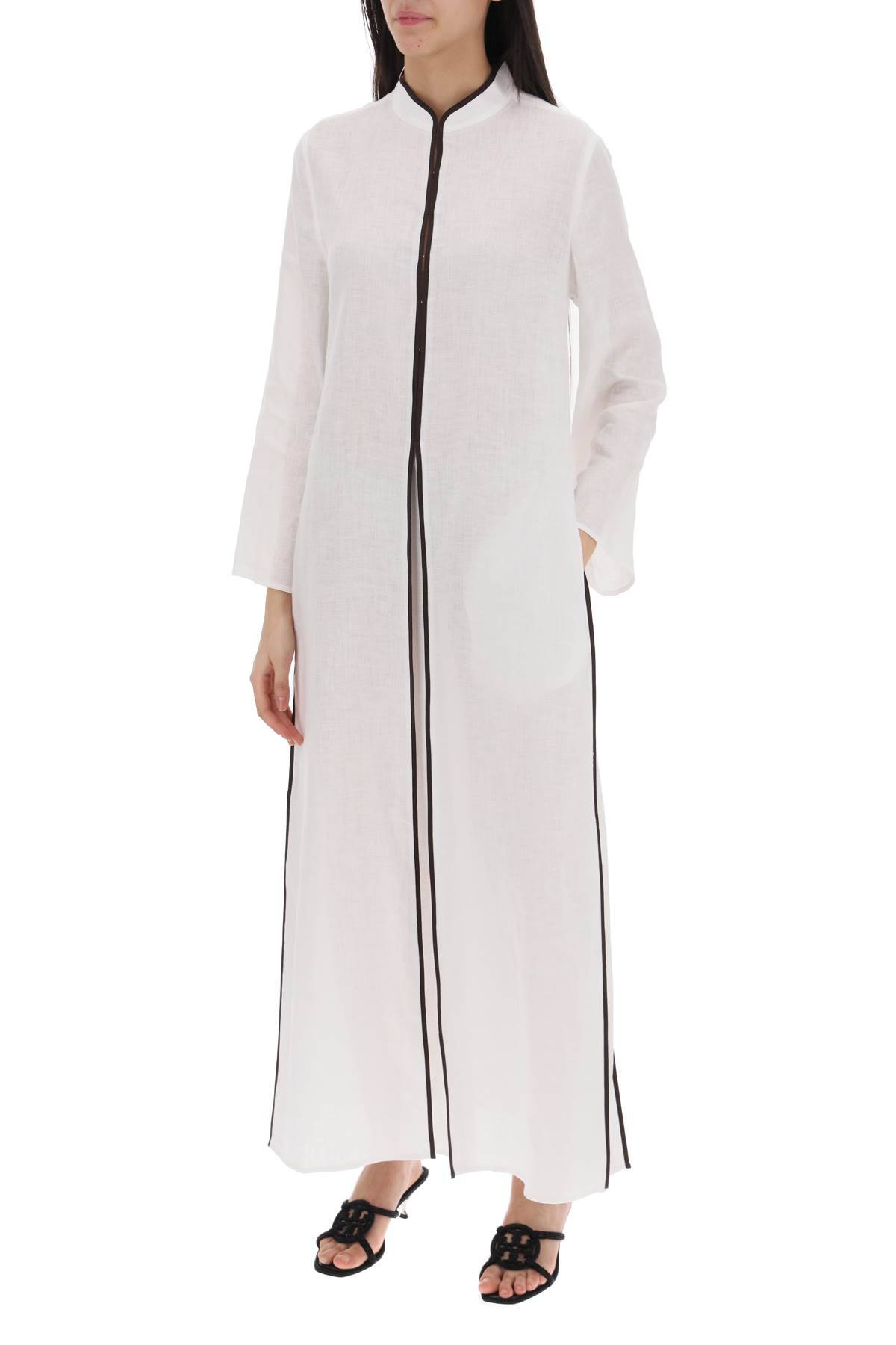Shop Tory Burch Long Linen Caftan Dress In White
