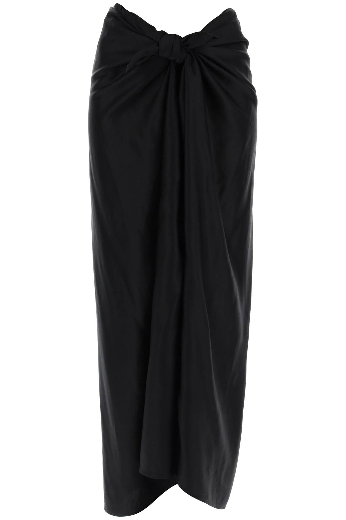 Shop Totême "satin Skirt With Bow Detail" In Black