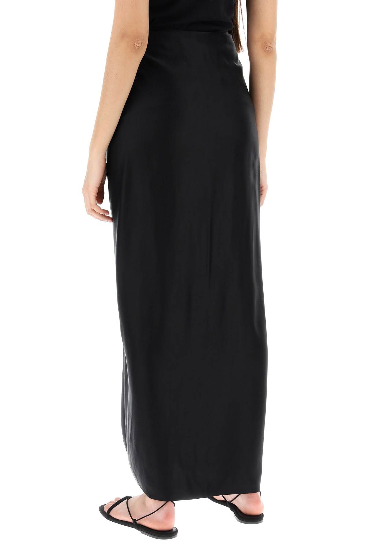 Shop Totême "satin Skirt With Bow Detail" In Black