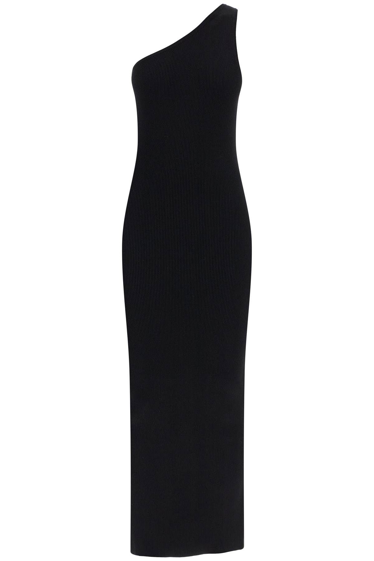 Shop Totême Maxi One-shoulder Ribbed Knit In Black