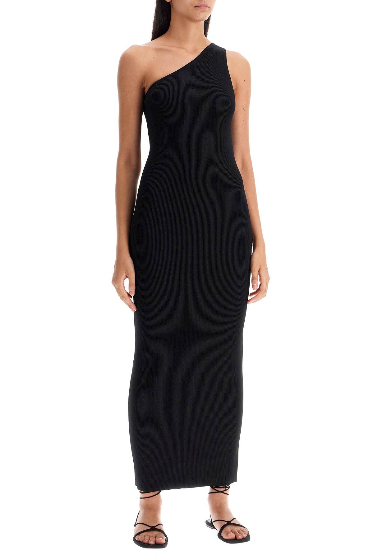 Shop Totême Maxi One-shoulder Ribbed Knit In Black