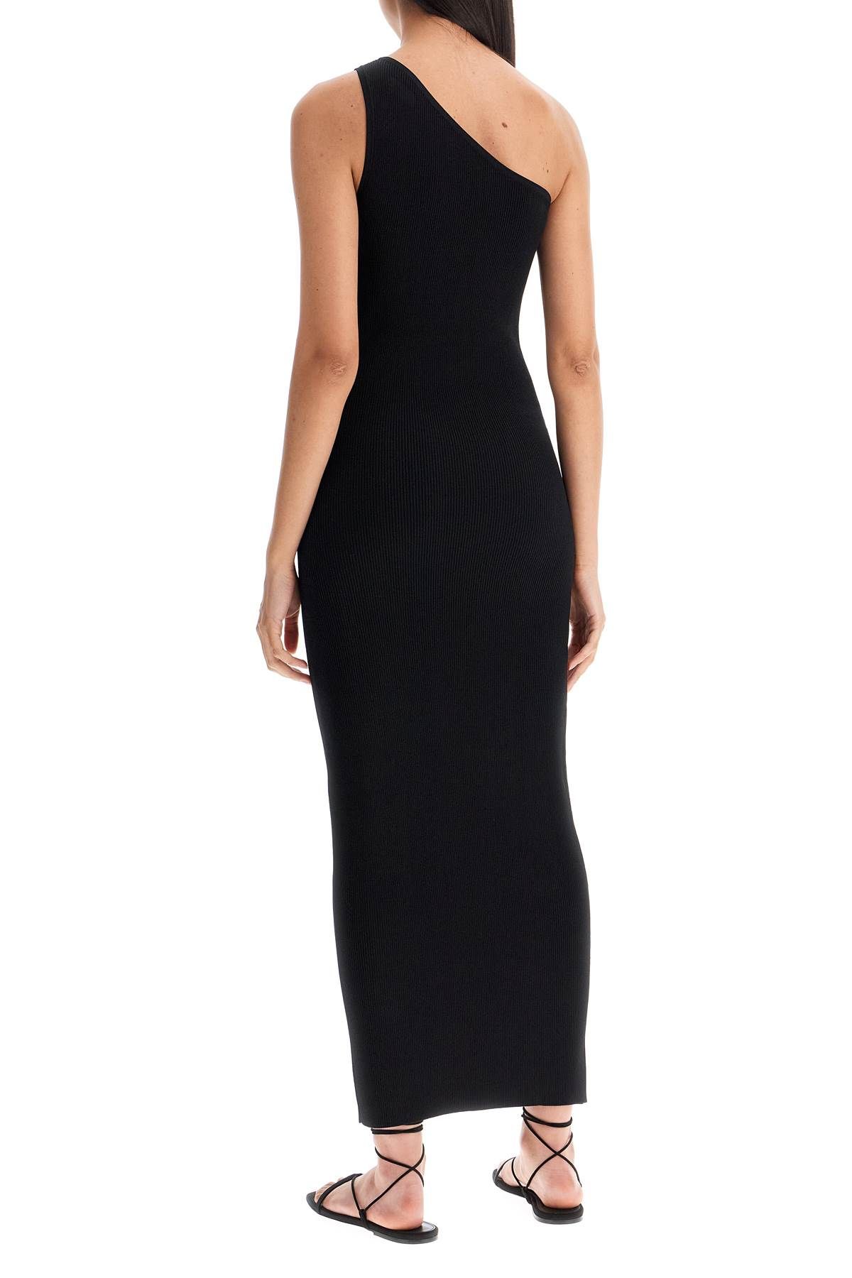 Shop Totême Maxi One-shoulder Ribbed Knit In Black