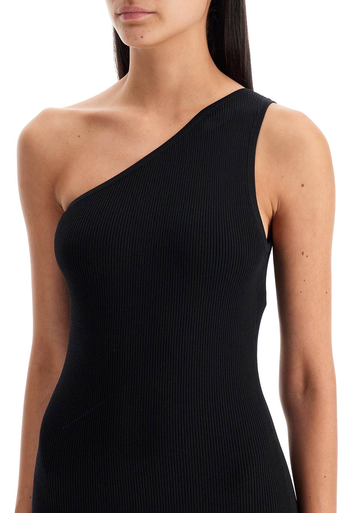 Shop Totême Maxi One-shoulder Ribbed Knit In Black