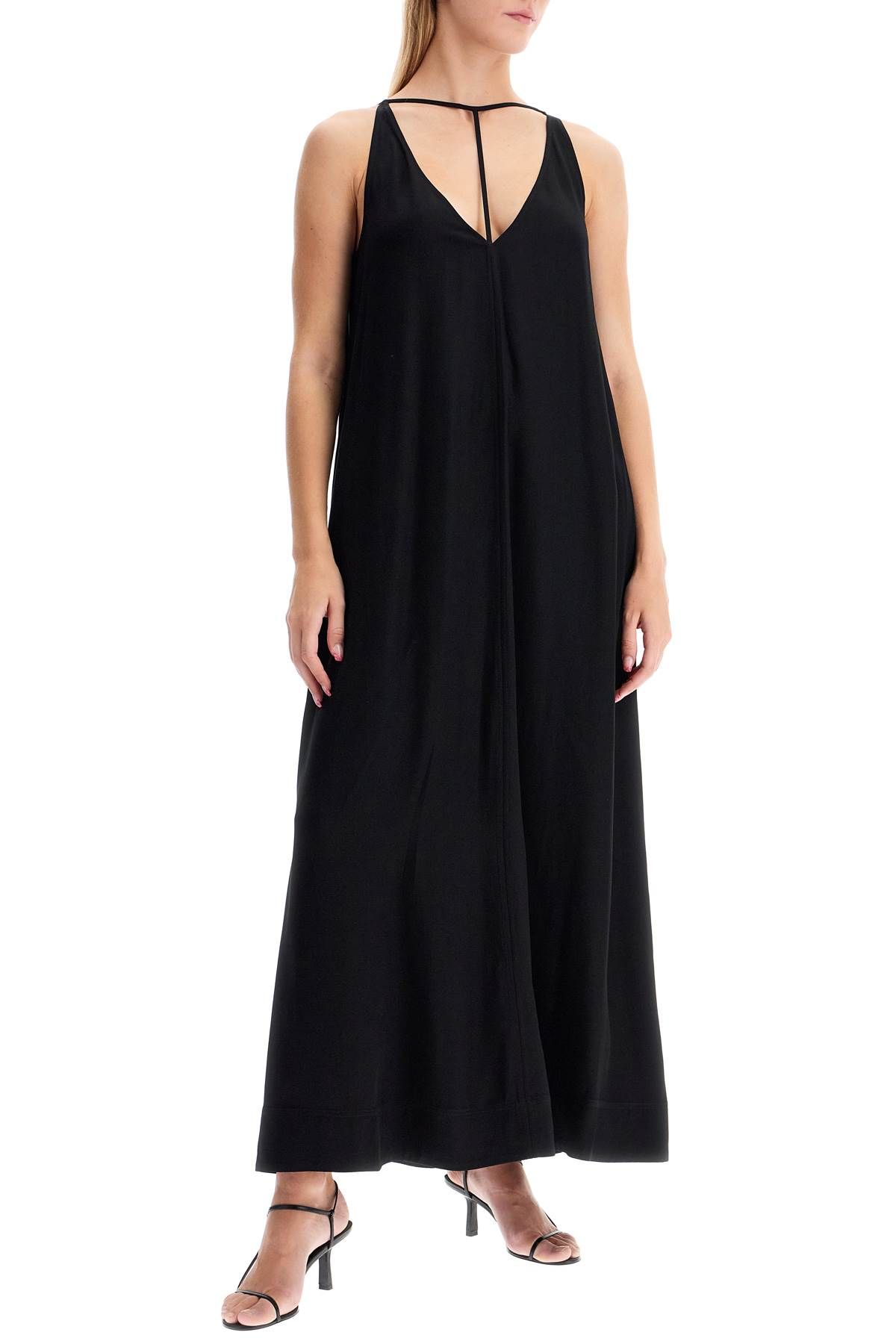 Shop Totême Maxi Dress With T-strap Belt In Black