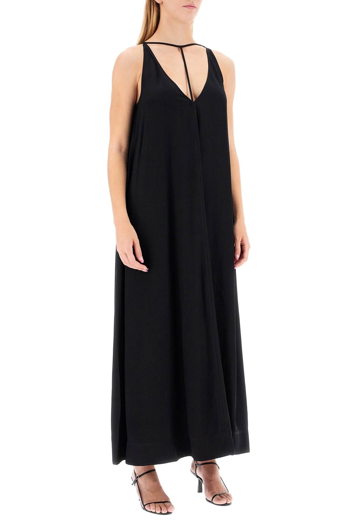 Shop Totême Maxi Dress With T-strap Belt In Black