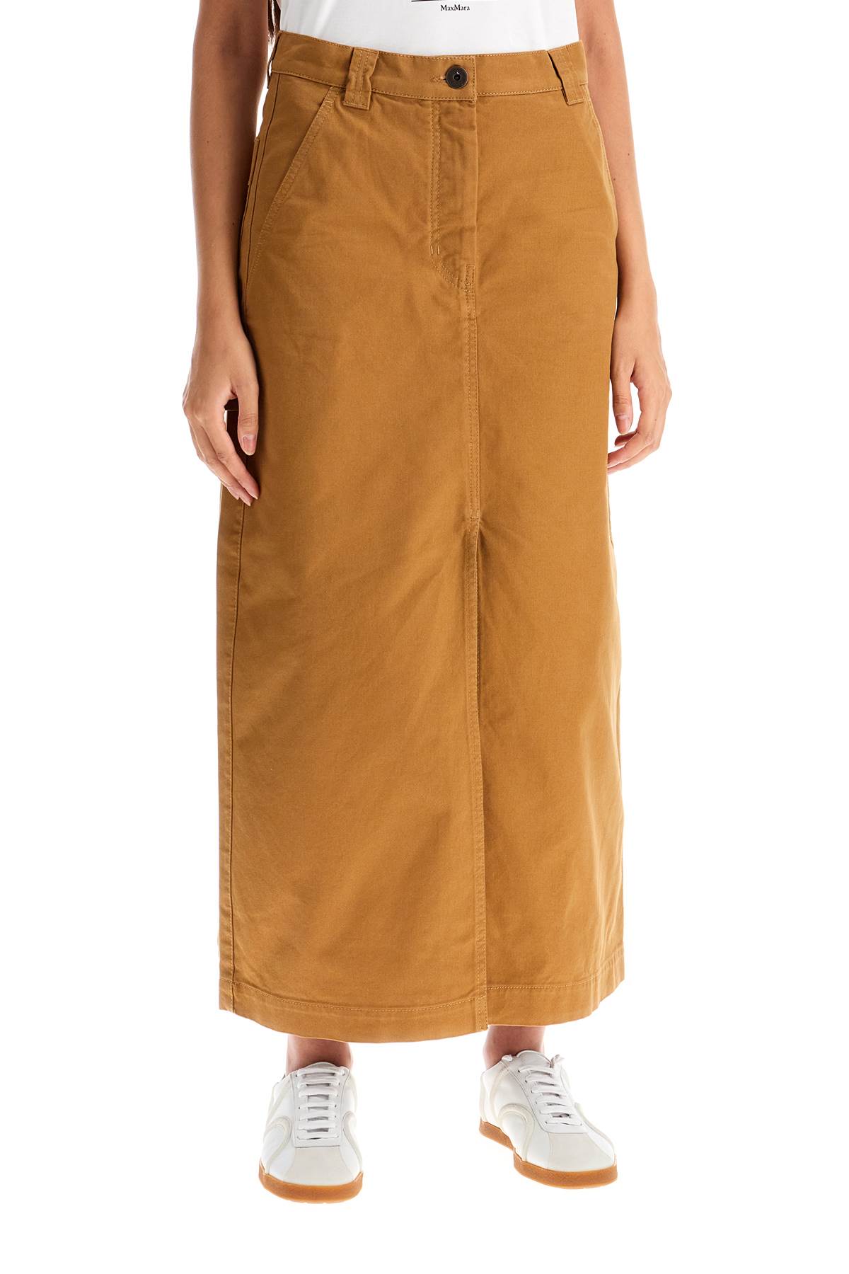 Shop Weekend Max Mara "long Canvas Skirt In Quincy Style In Brown