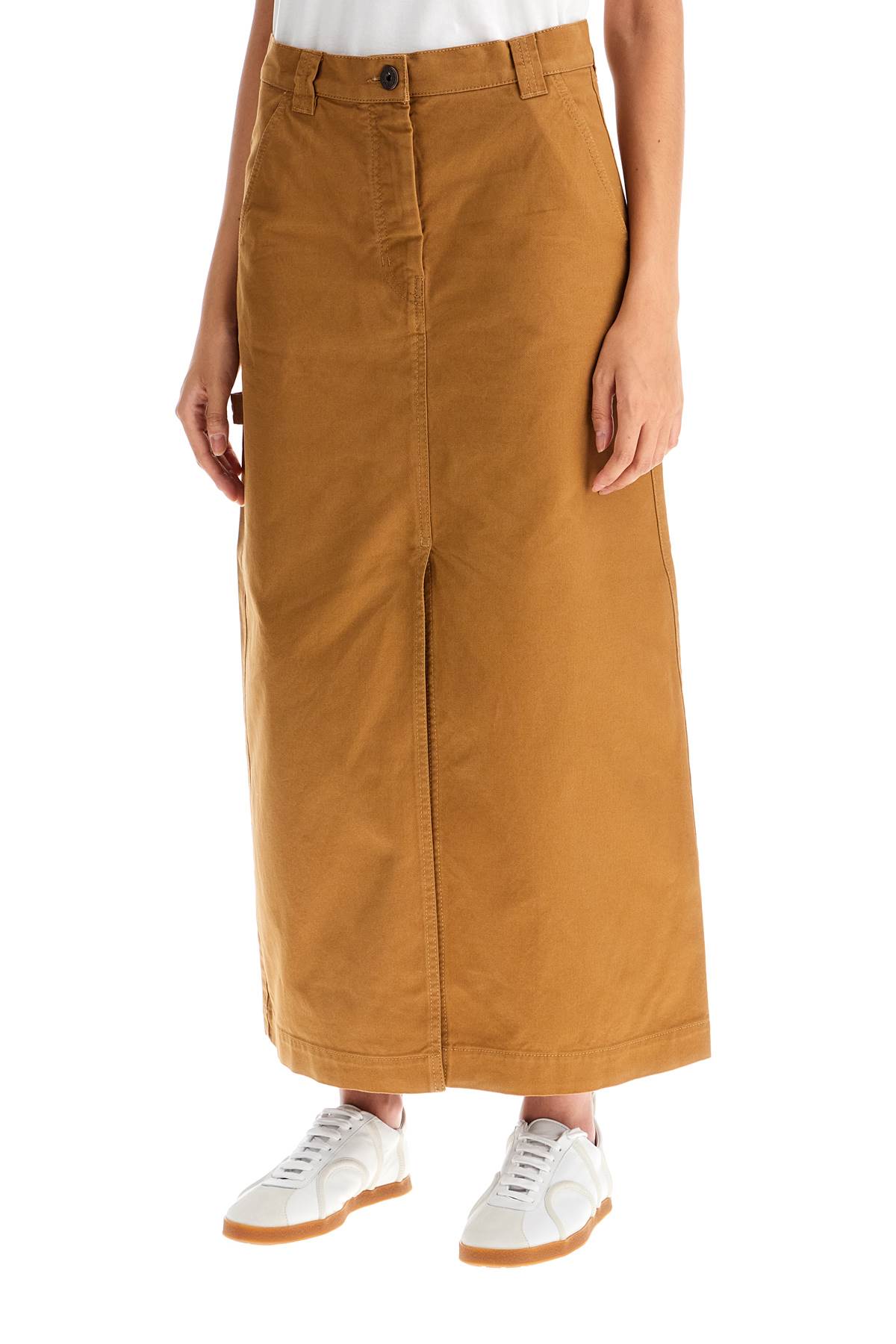 Shop Weekend Max Mara "long Canvas Skirt In Quincy Style In Brown