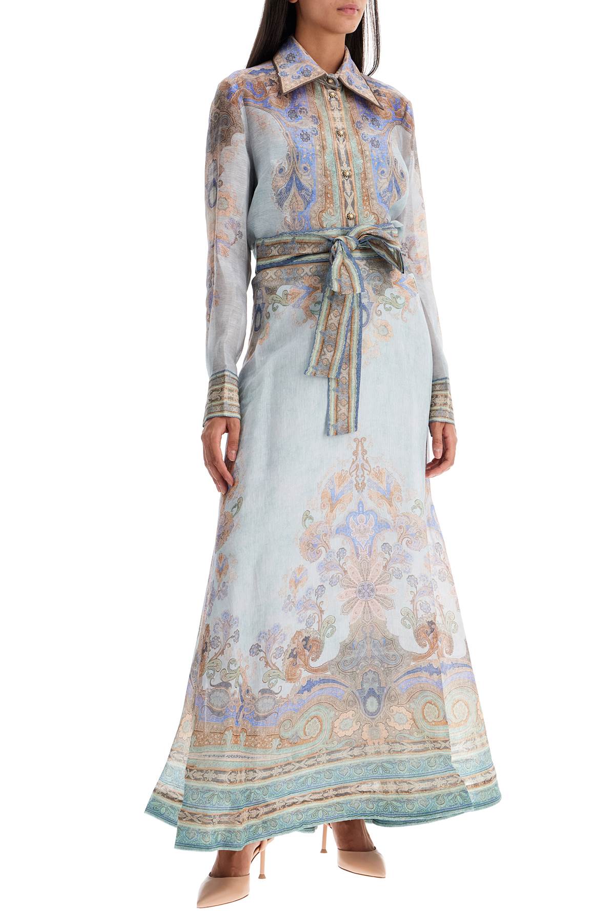 Shop Zimmermann Long Eden Maxi Sk In Light Blue