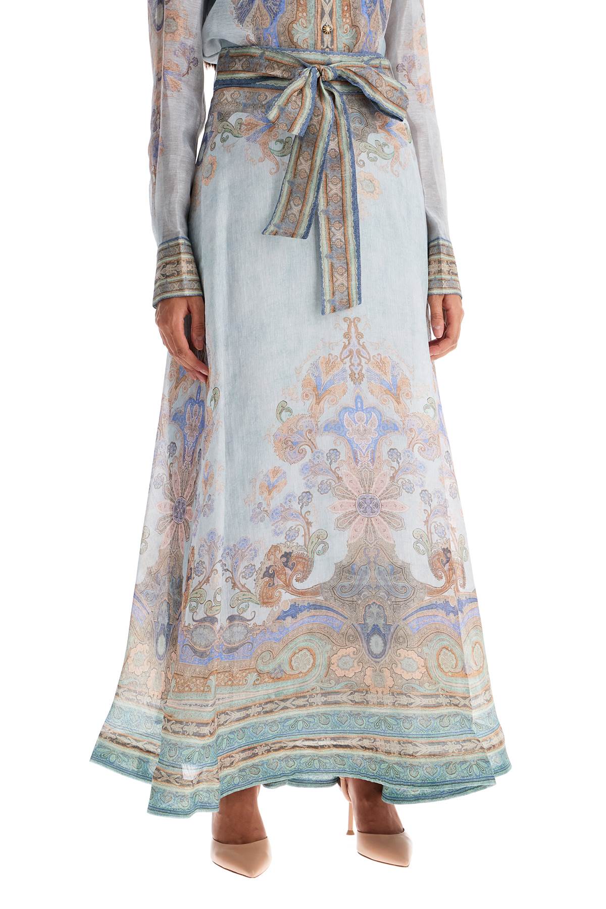 Shop Zimmermann Long Eden Maxi Sk In Light Blue