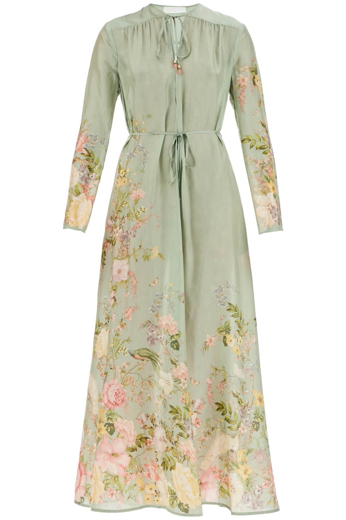 Shop Zimmermann Long Waverly Charmeuse In Green