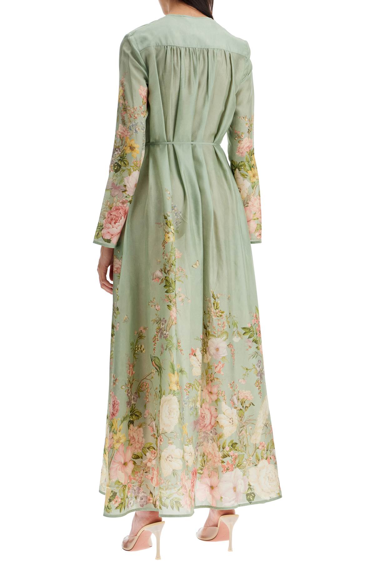 Shop Zimmermann Long Waverly Charmeuse In Green