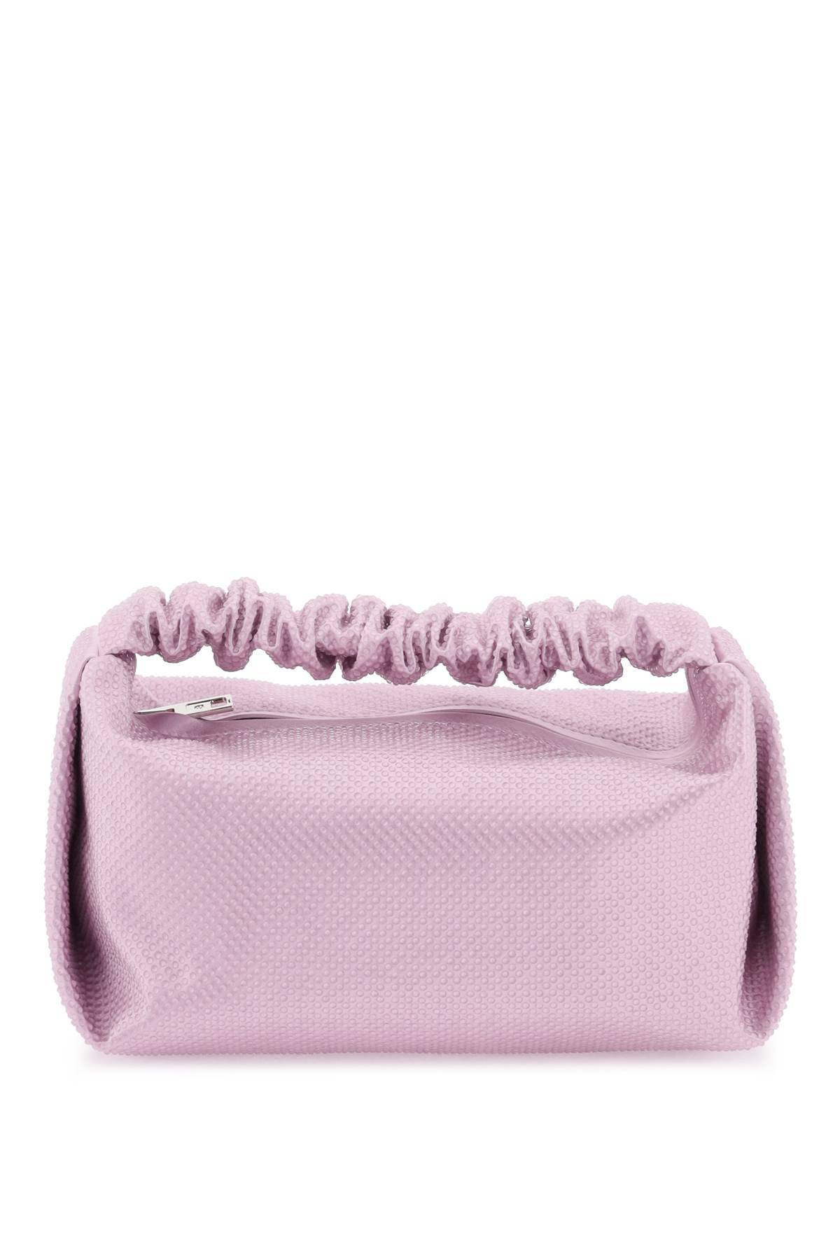 Alexander Wang Scrunchie Embellished Mini Satin Clutch In Pink
