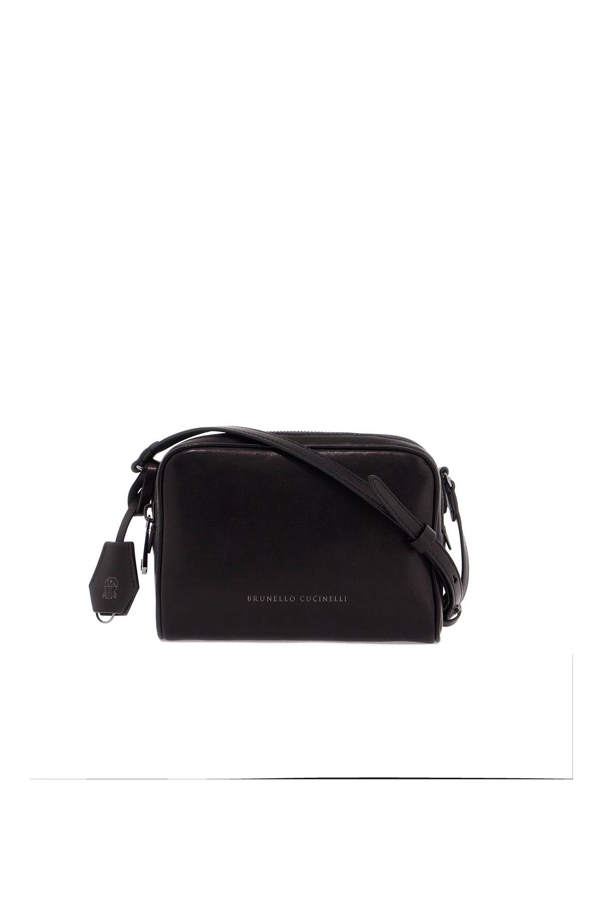 Shop Brunello Cucinelli Mini Leather Boston Crossbody Bag With Shoulder Strap In Black