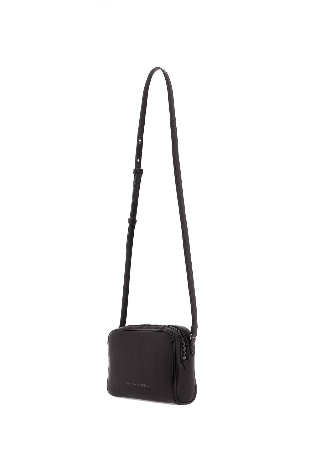 Shop Brunello Cucinelli Mini Leather Boston Crossbody Bag With Shoulder Strap In Black