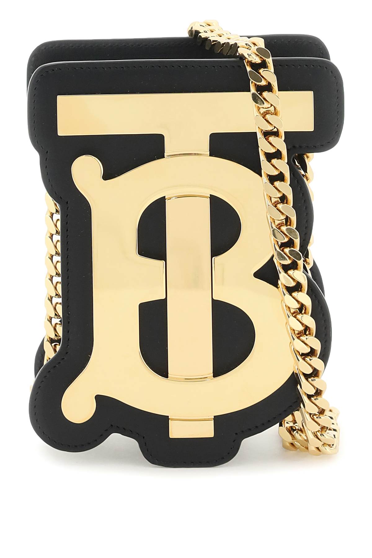 Shop Burberry Tb Mini Crossbody Bag In Black,gold