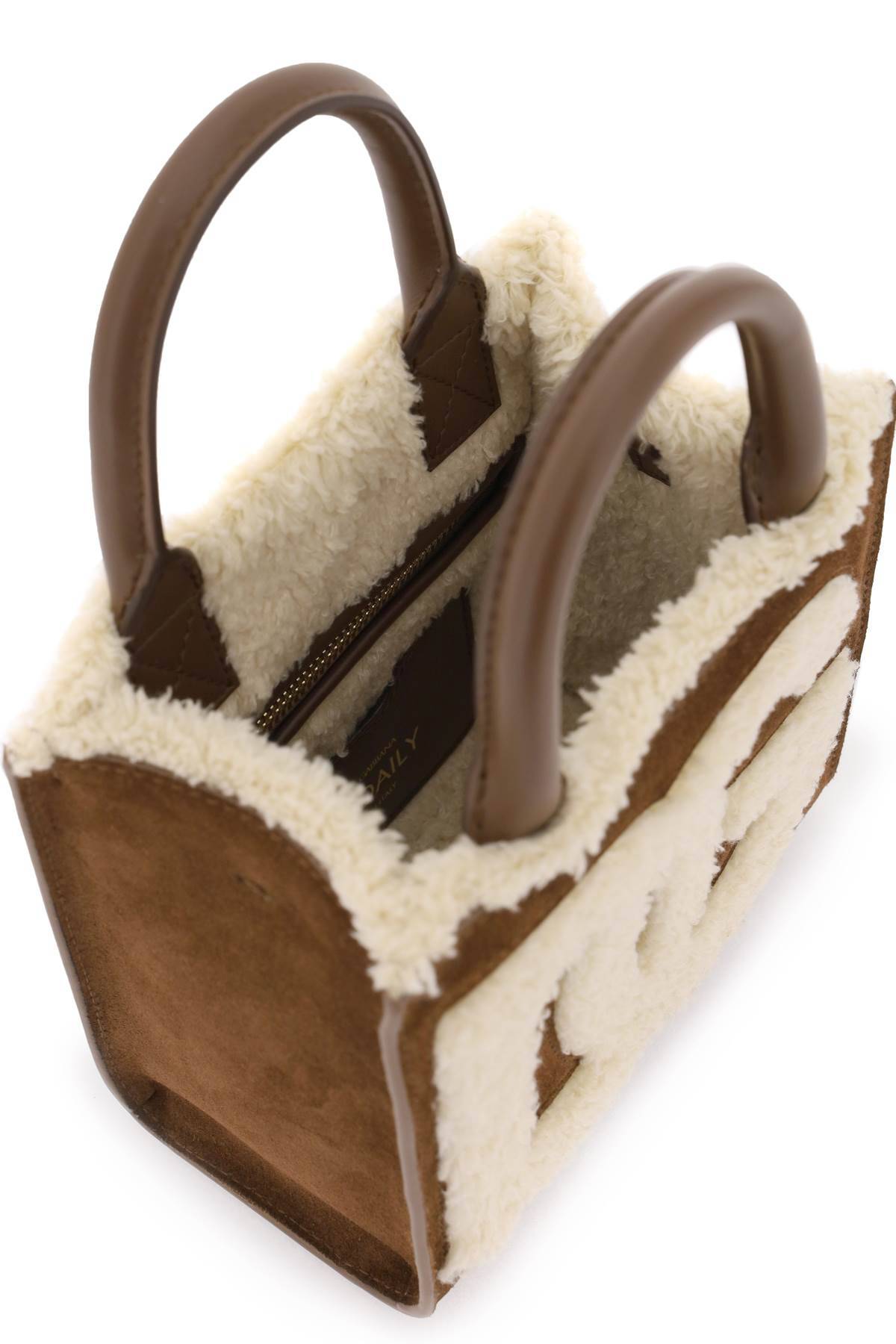 Shop Dolce & Gabbana Dg Daily Mini Suede And Shearling Tote Bag In Beige,brown