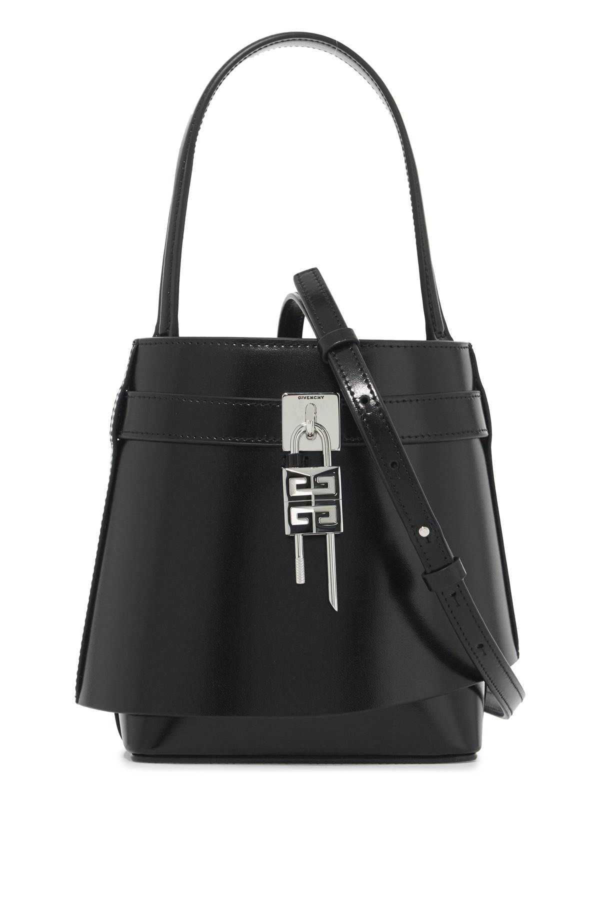 Shop Givenchy -shaped Shark Lock Leather Bucket Bag In Black