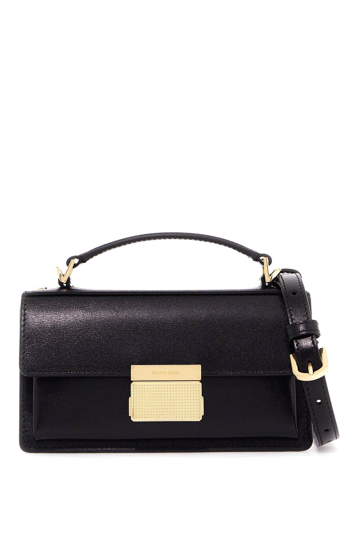 Shop Golden Goose Mini Venice Leather Palmellata Handbag In Black