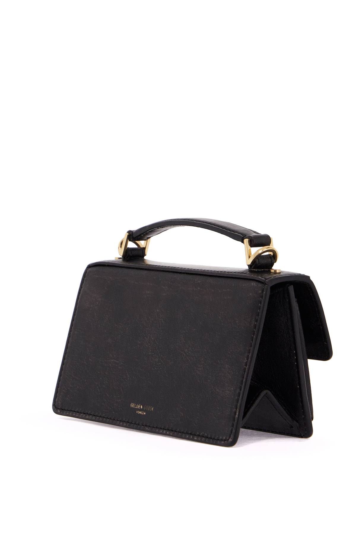 Shop Golden Goose Mini Distressed Leather Venice Bag In Black