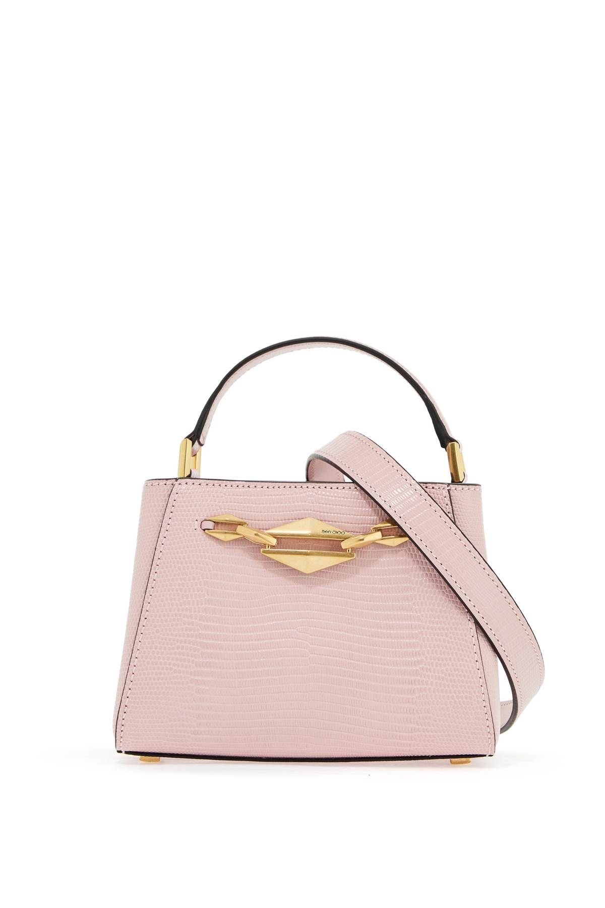 Shop Jimmy Choo Mini Diamond Link Leather Lizard Print Handbag In Pink