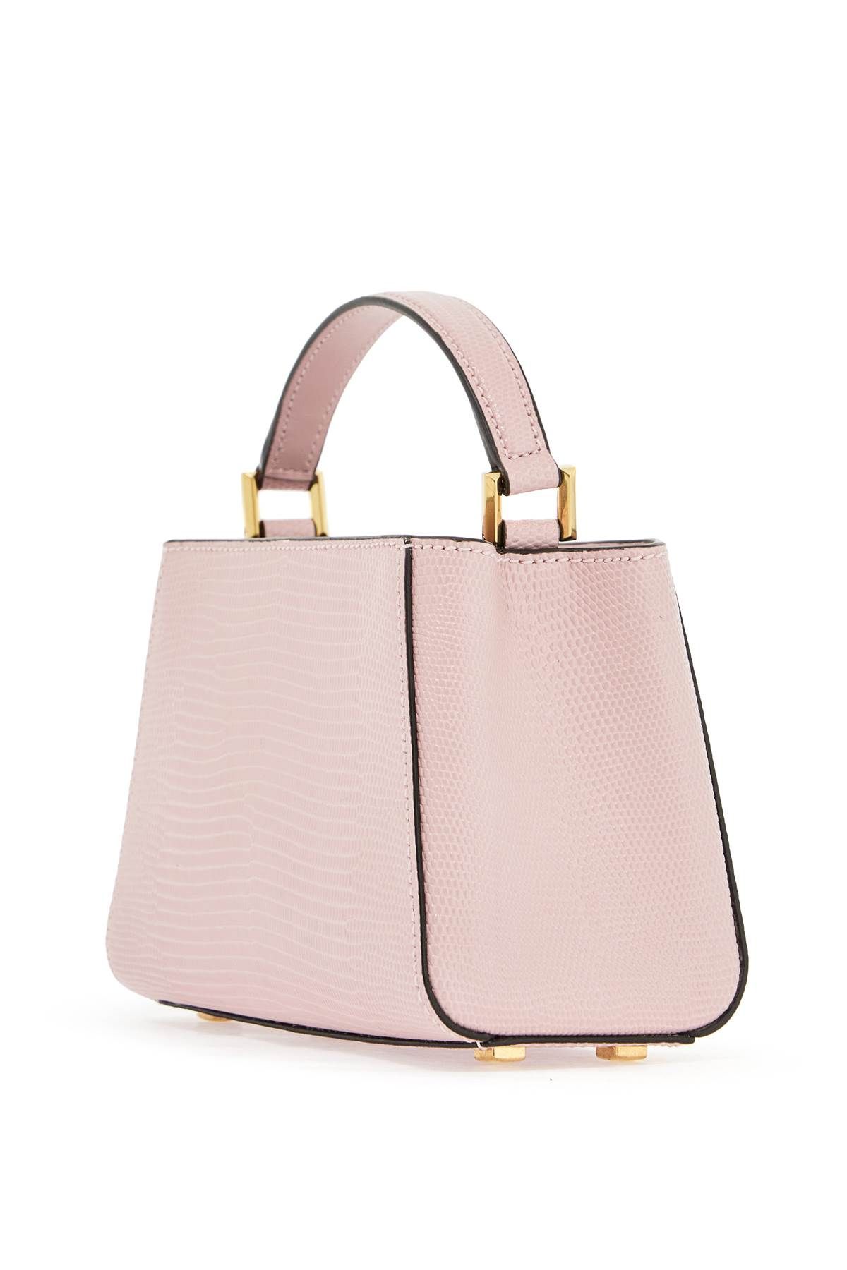 Shop Jimmy Choo Mini Diamond Link Leather Lizard Print Handbag In Pink