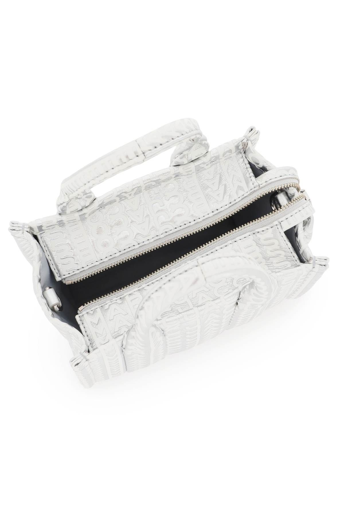 Shop Marc Jacobs The Monogram Metallic Mini Tote Bag In Silver