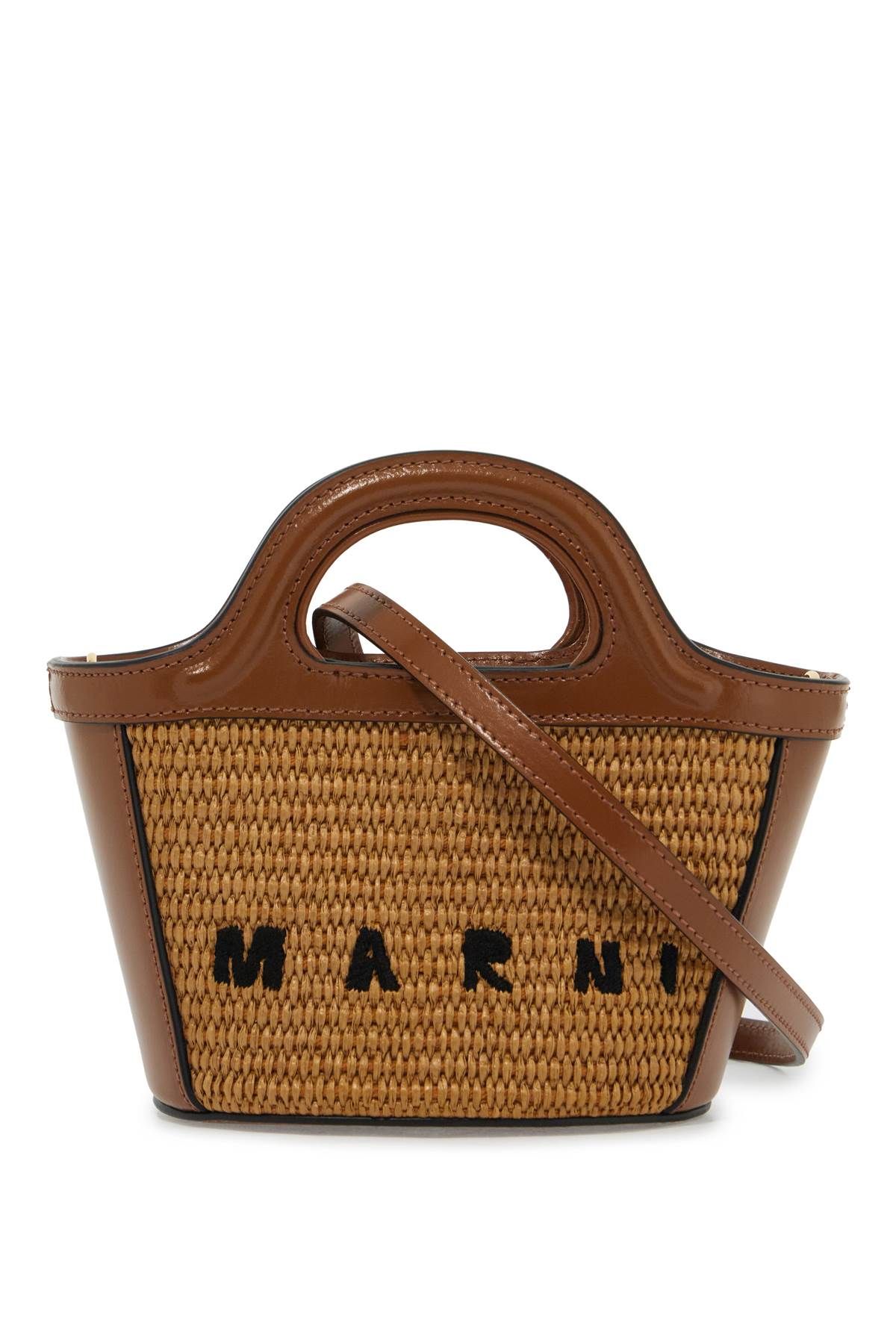 Shop Marni Micro Tropicalia Bucket Bag In Brown