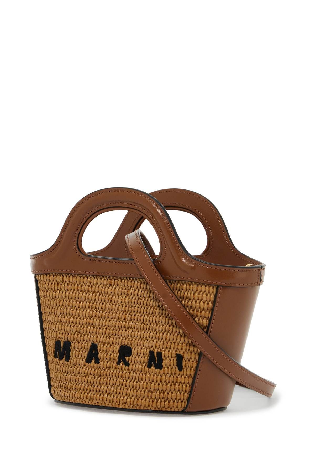 Shop Marni Micro Tropicalia Bucket Bag In Brown