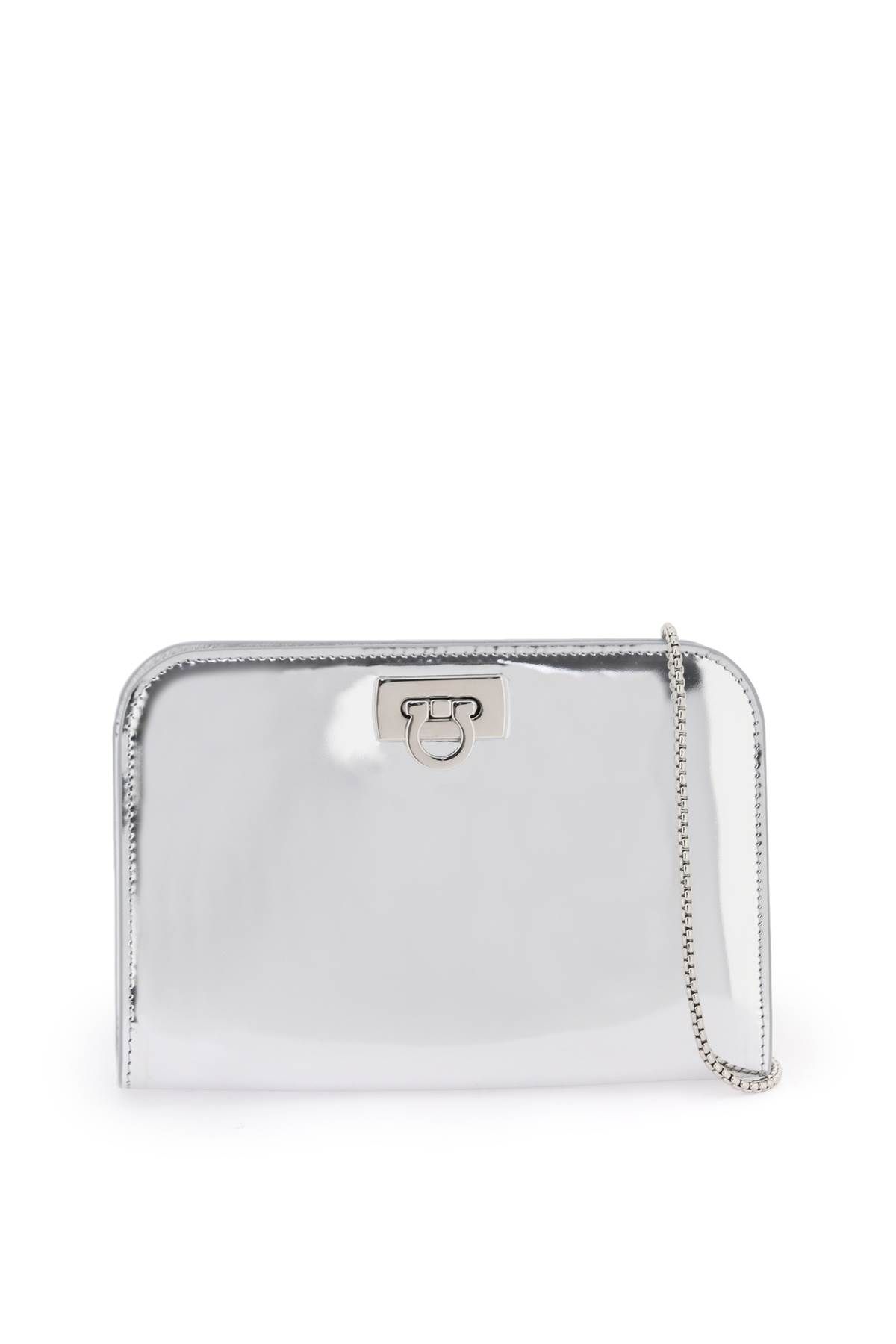 Shop Ferragamo Diana Mini Crossbody Bag In Silver