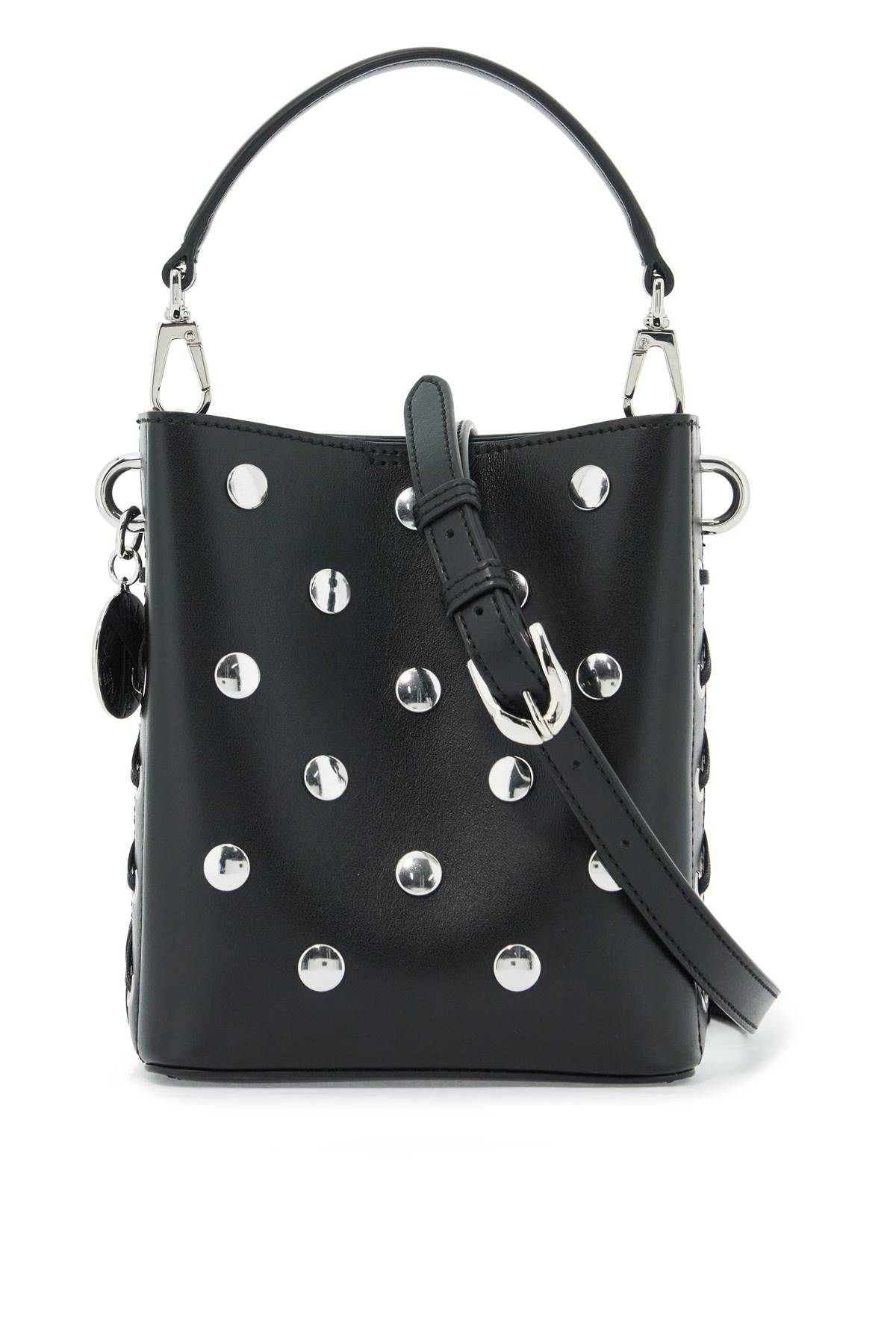 Shop Stella Mccartney Mini Bucket Bag Frayme With Studs In Black