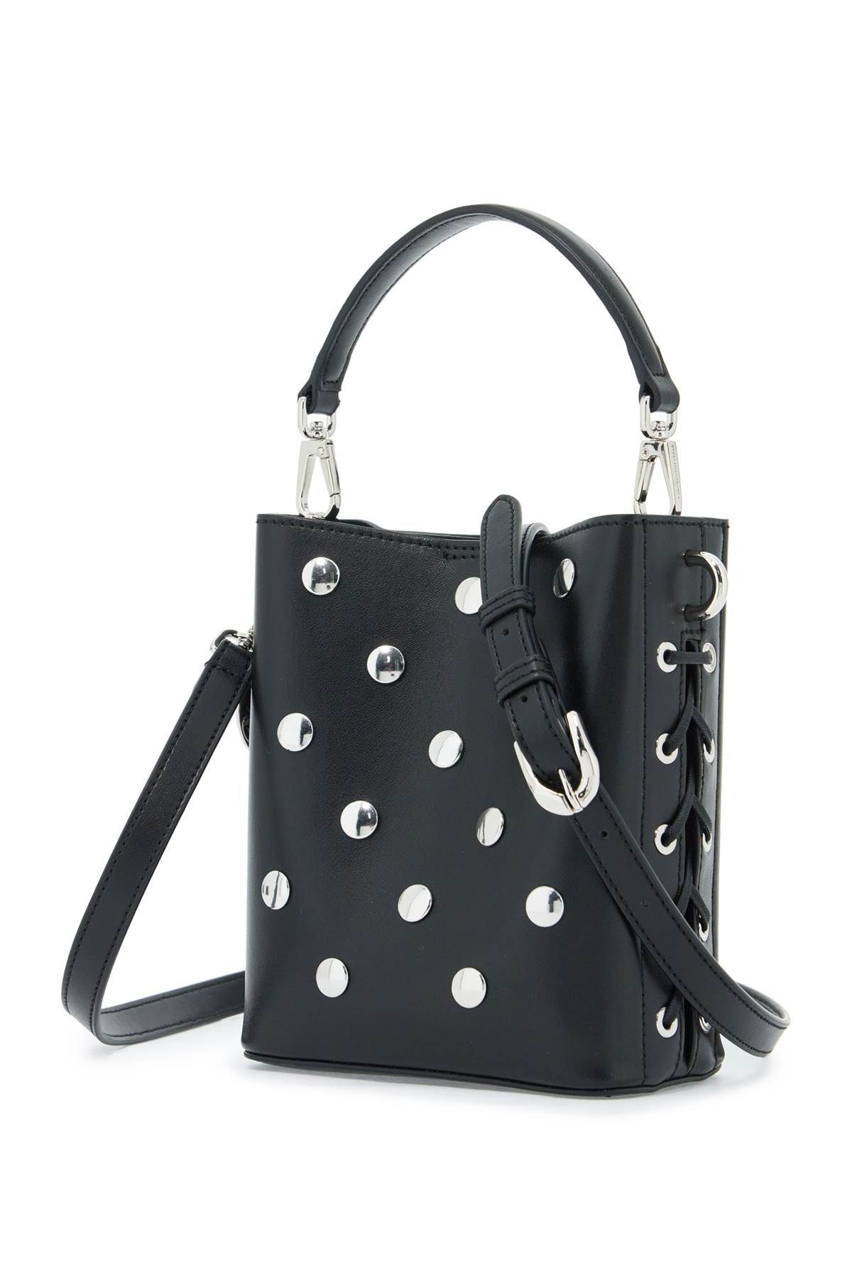 Shop Stella Mccartney Mini Bucket Bag Frayme With Studs In Black