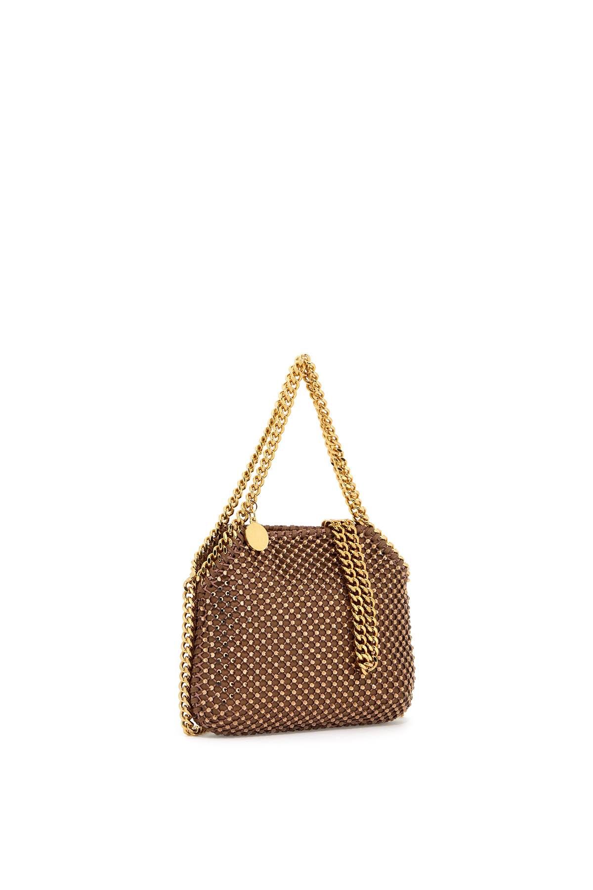 Shop Stella Mccartney Falabella Mini Bag With Mesh And Crystals In Brown