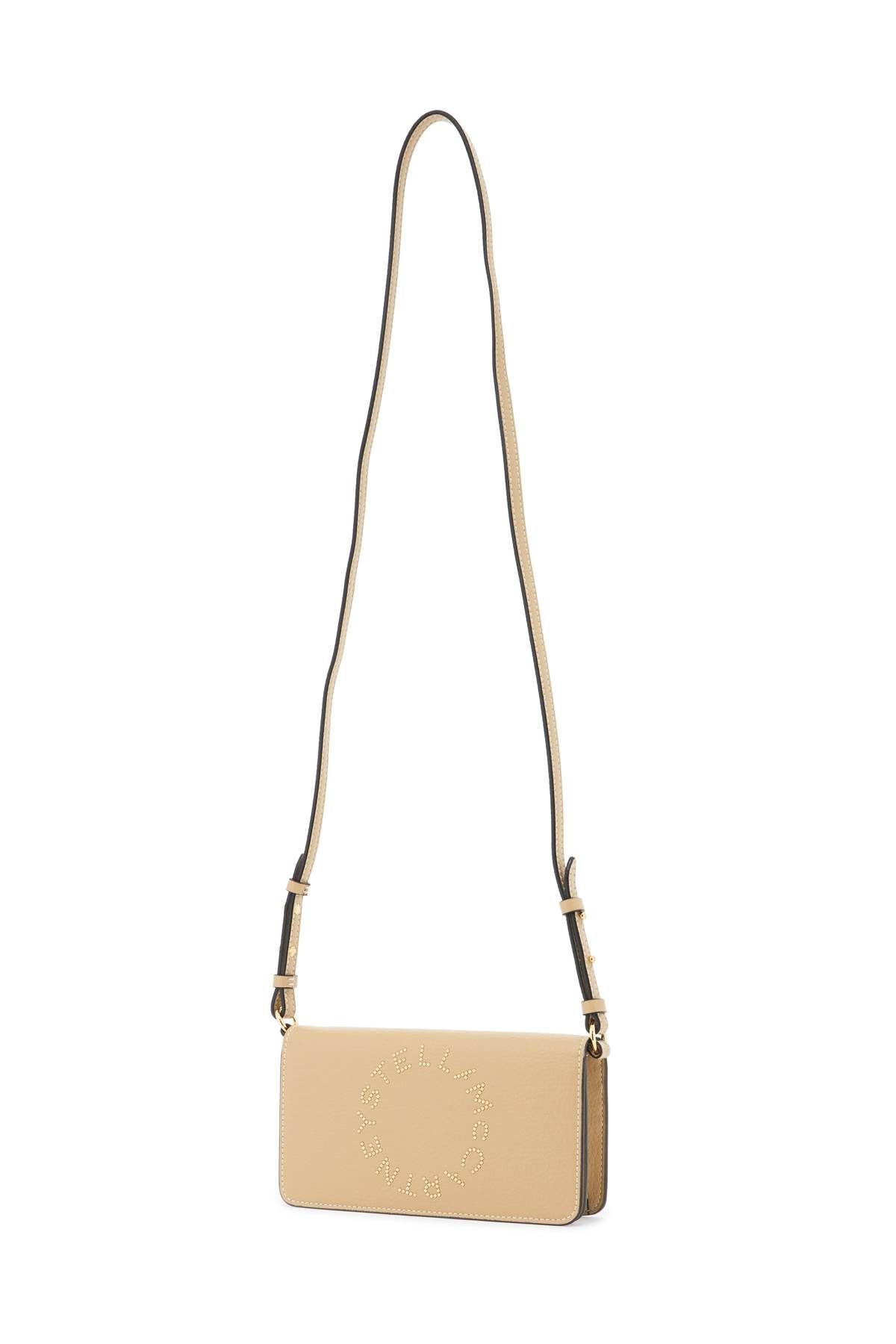 Shop Stella Mccartney Mini Shoulder Bag With Logo Print In Beige