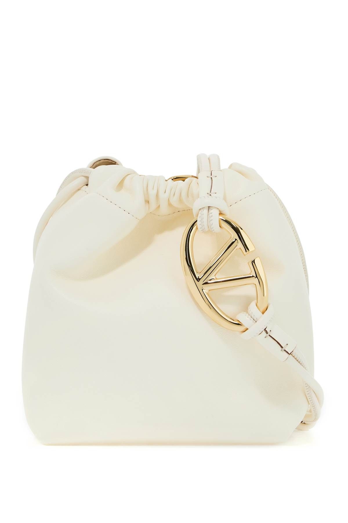 Valentino Garavani Mini Vlogo Bucket Bag With Pouf In White
