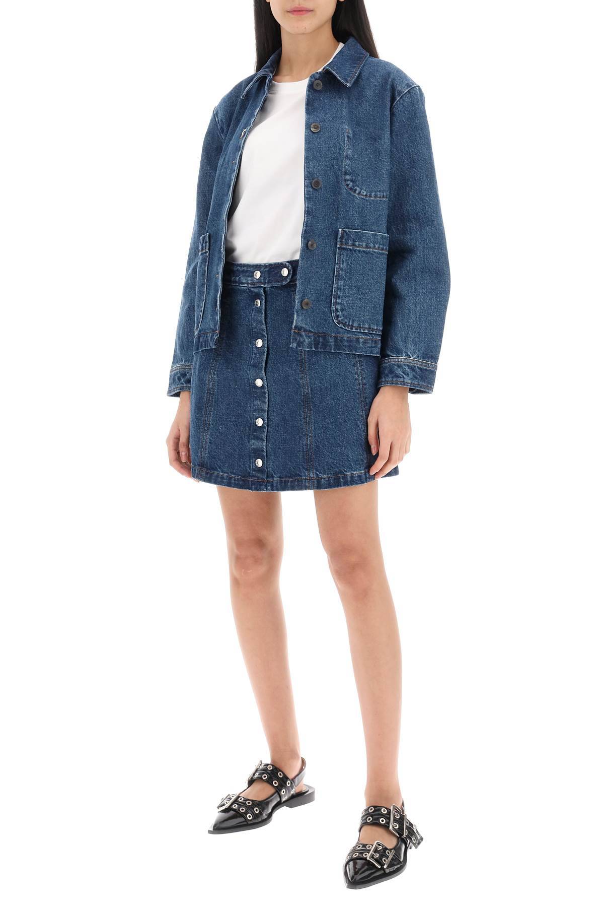 Shop Apc Poppy Denim Mini Skirt In Blue