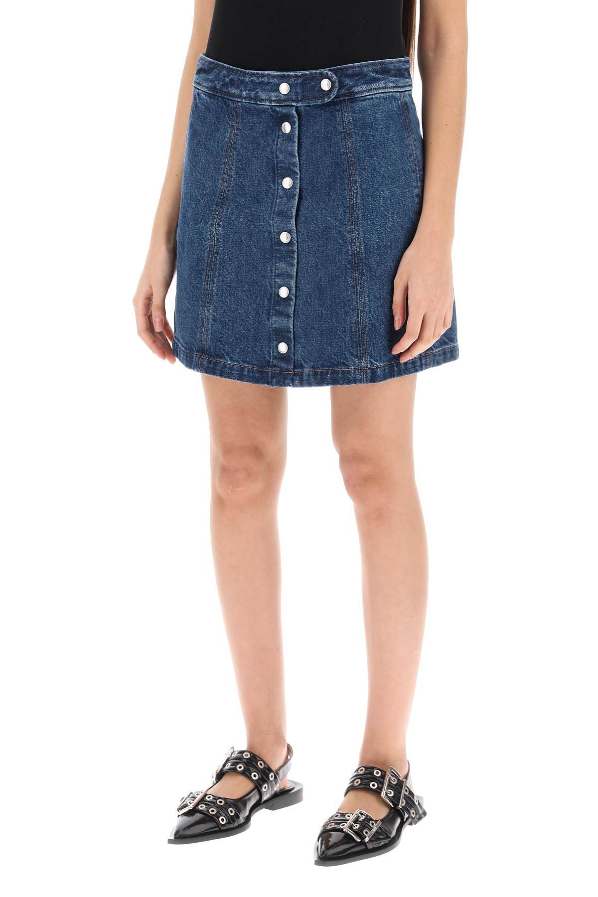 Shop Apc Poppy Denim Mini Skirt In Blue
