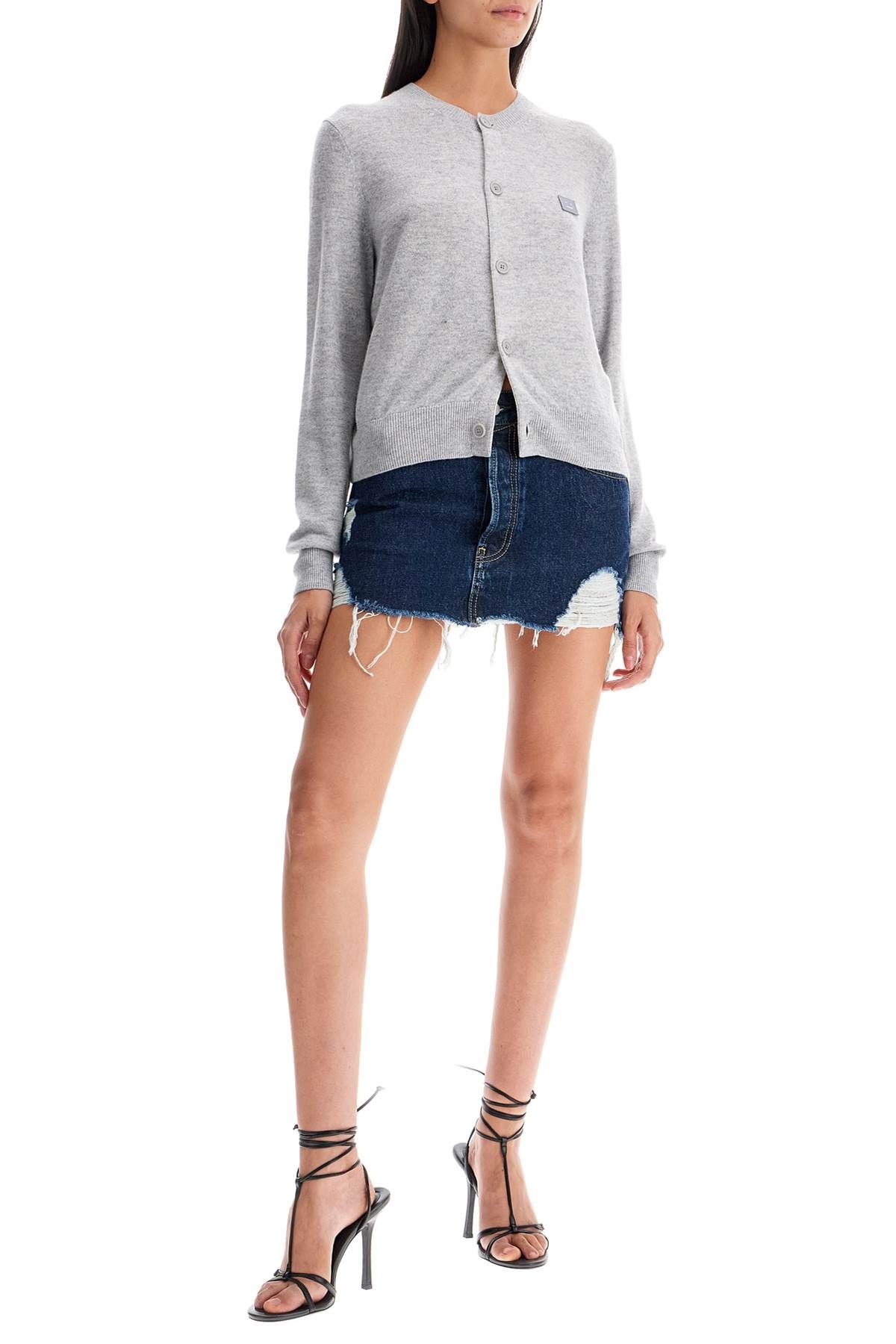 Shop Acne Studios Destroyed Denim Mini Skirt In Blue