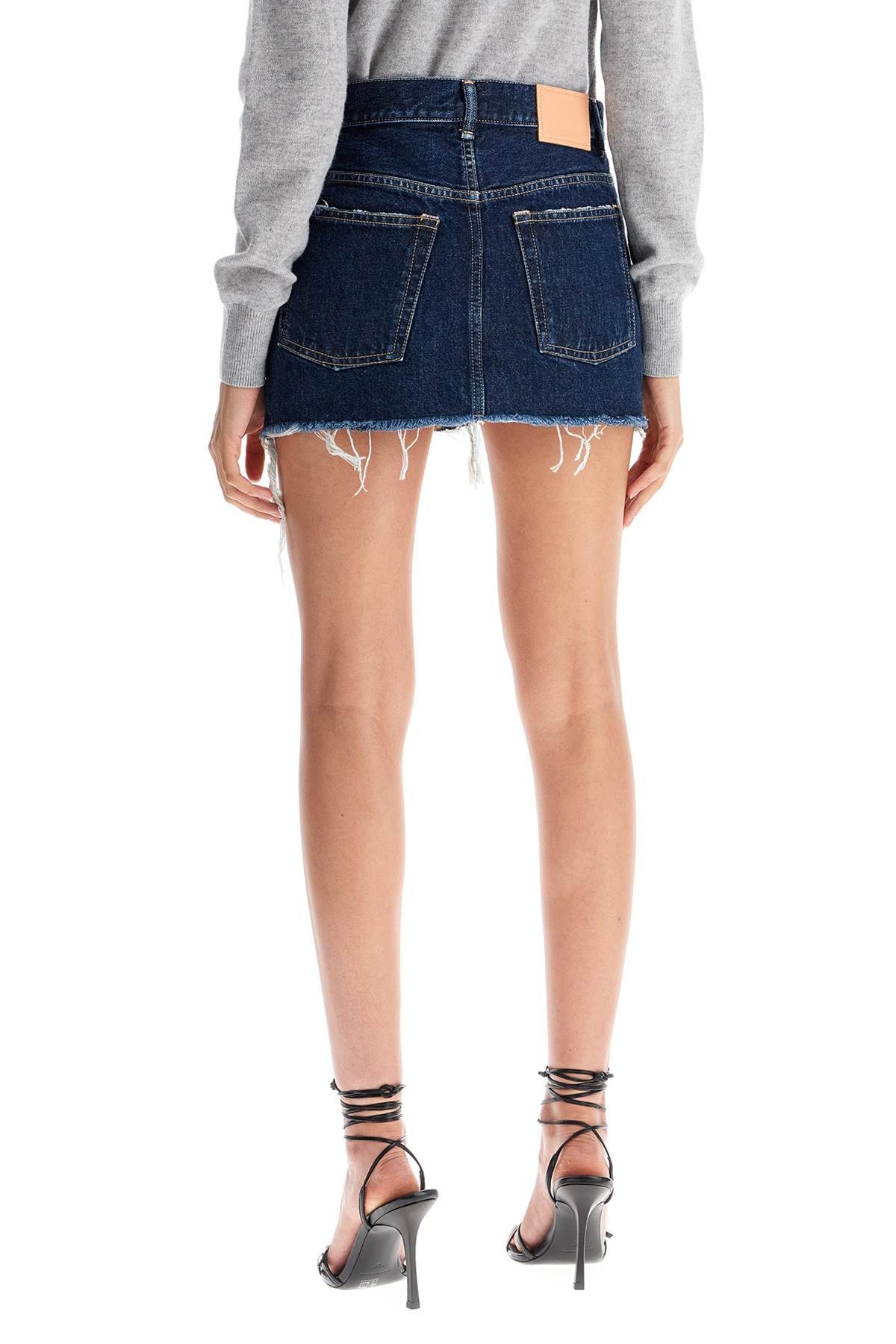 Shop Acne Studios Destroyed Denim Mini Skirt In Blue