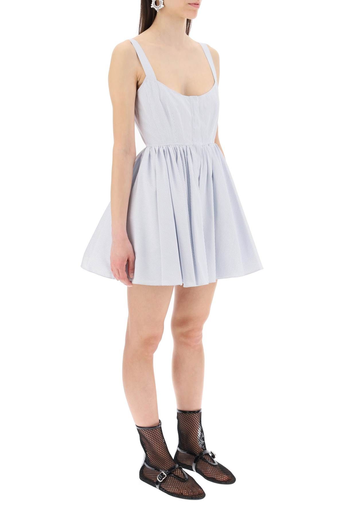 Shop Alaïa Skater Poplin Mini Dress In White