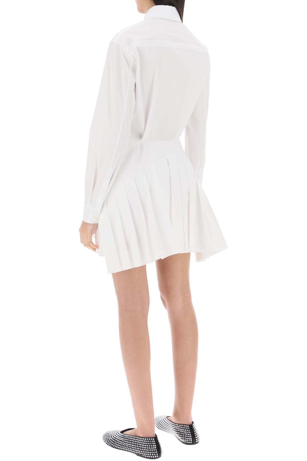 Shop Alaïa Mini Shirt Dress In Poplin In White