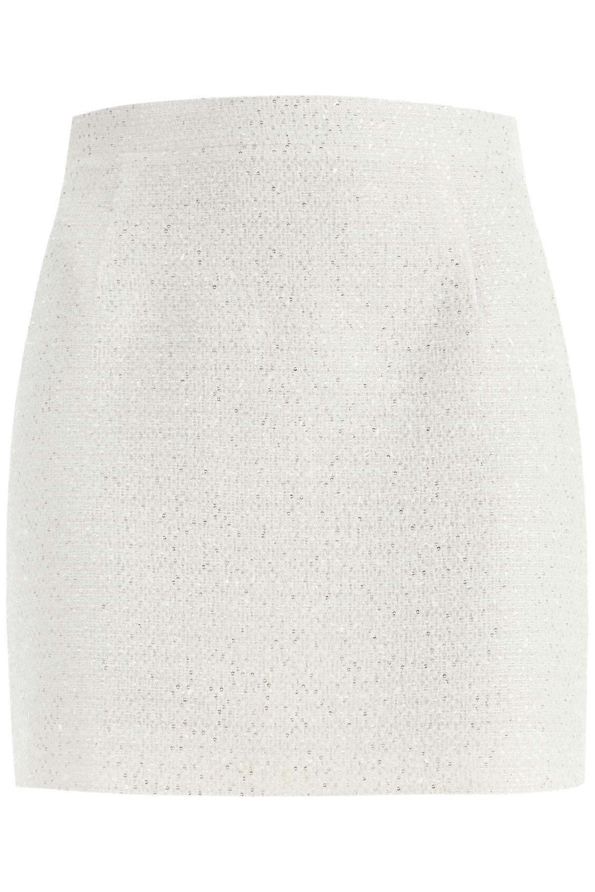 Shop Alessandra Rich Tweed Mini Skirt With Sequins In White