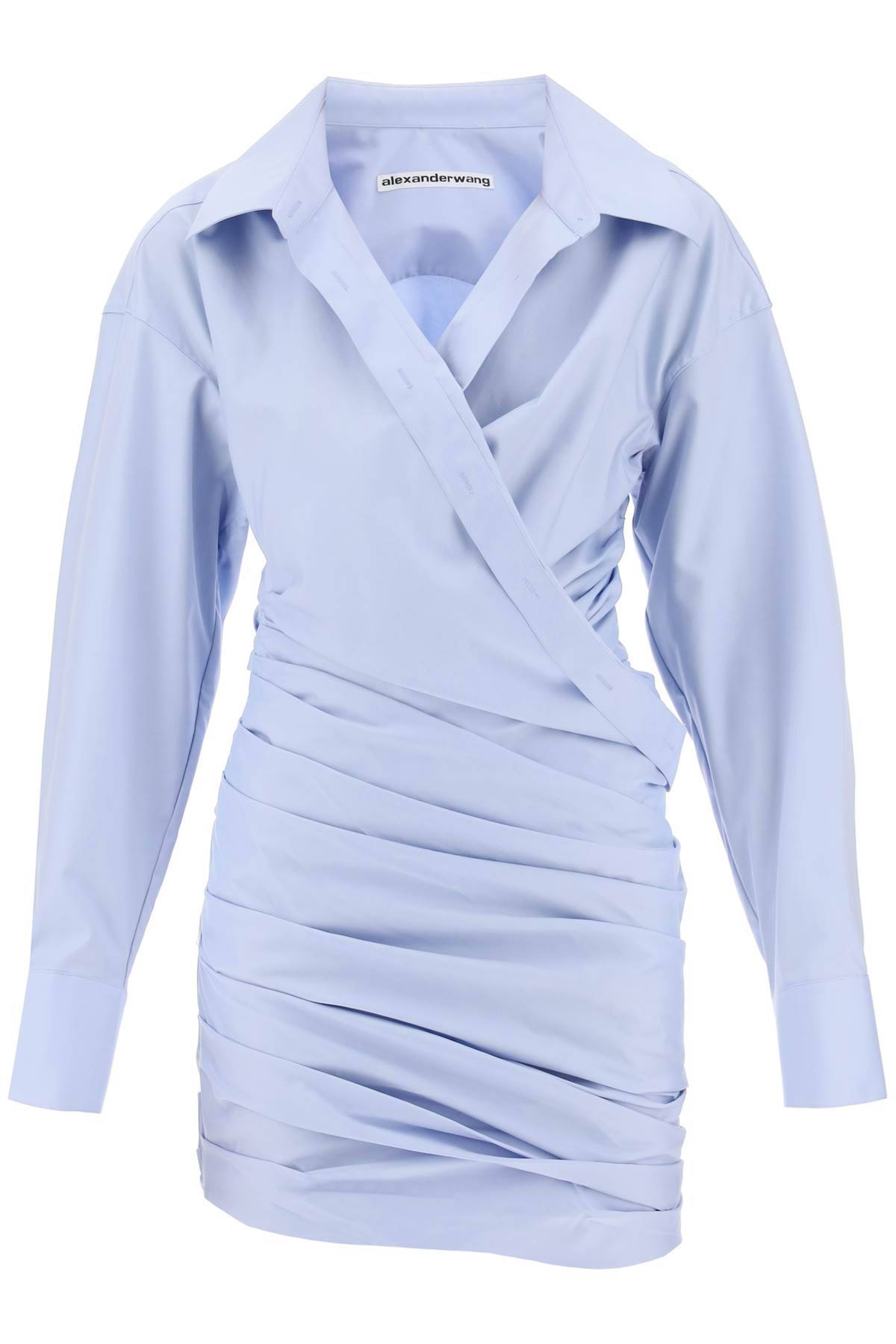 Shop Alexander Wang Draped Mini Shirt Dress In Light Blue