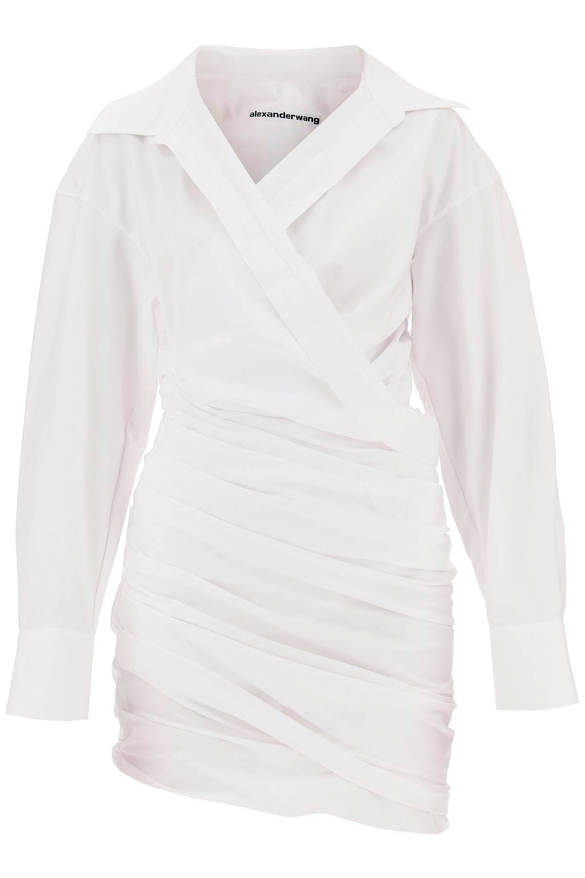 Shop Alexander Wang Draped Mini Shirt Dress In White