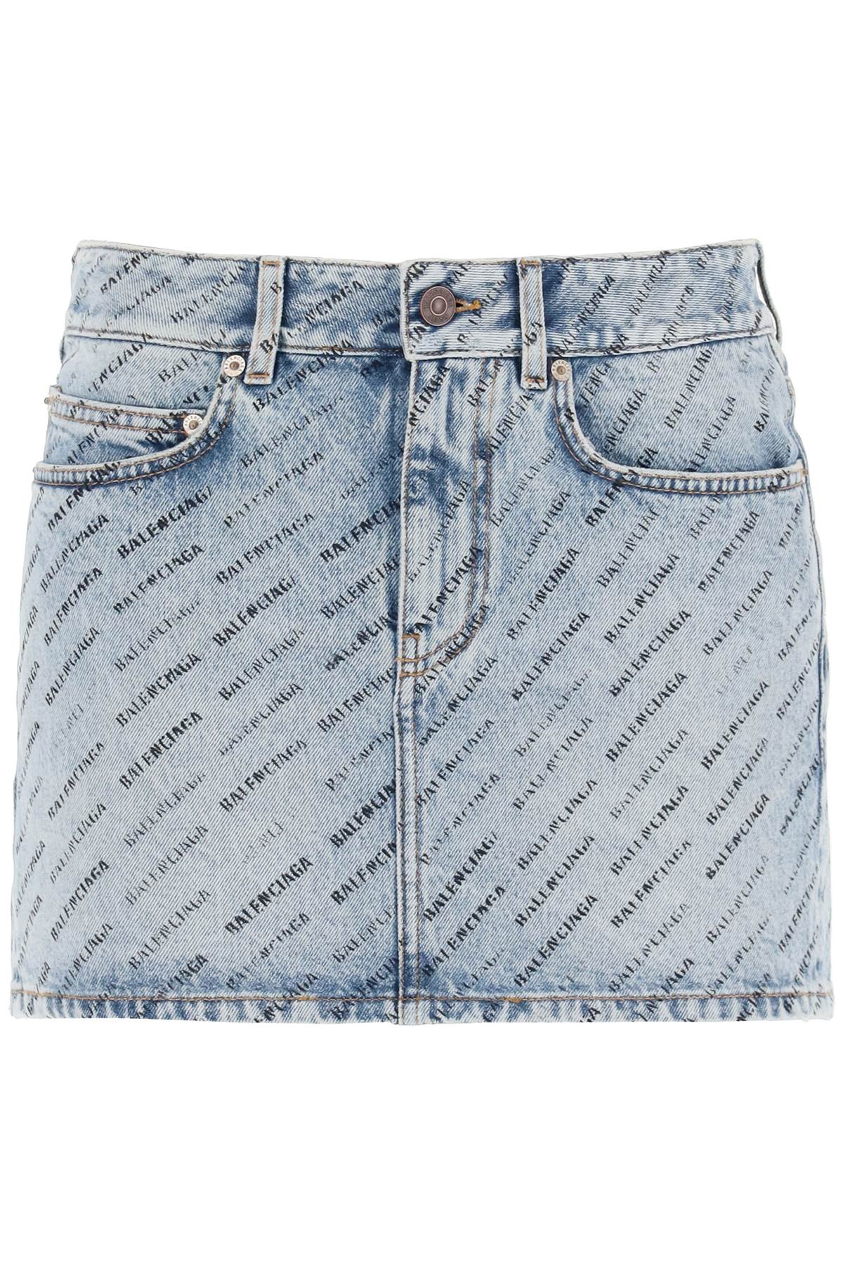 Shop Balenciaga "logo Print Mini Skirt In Blue