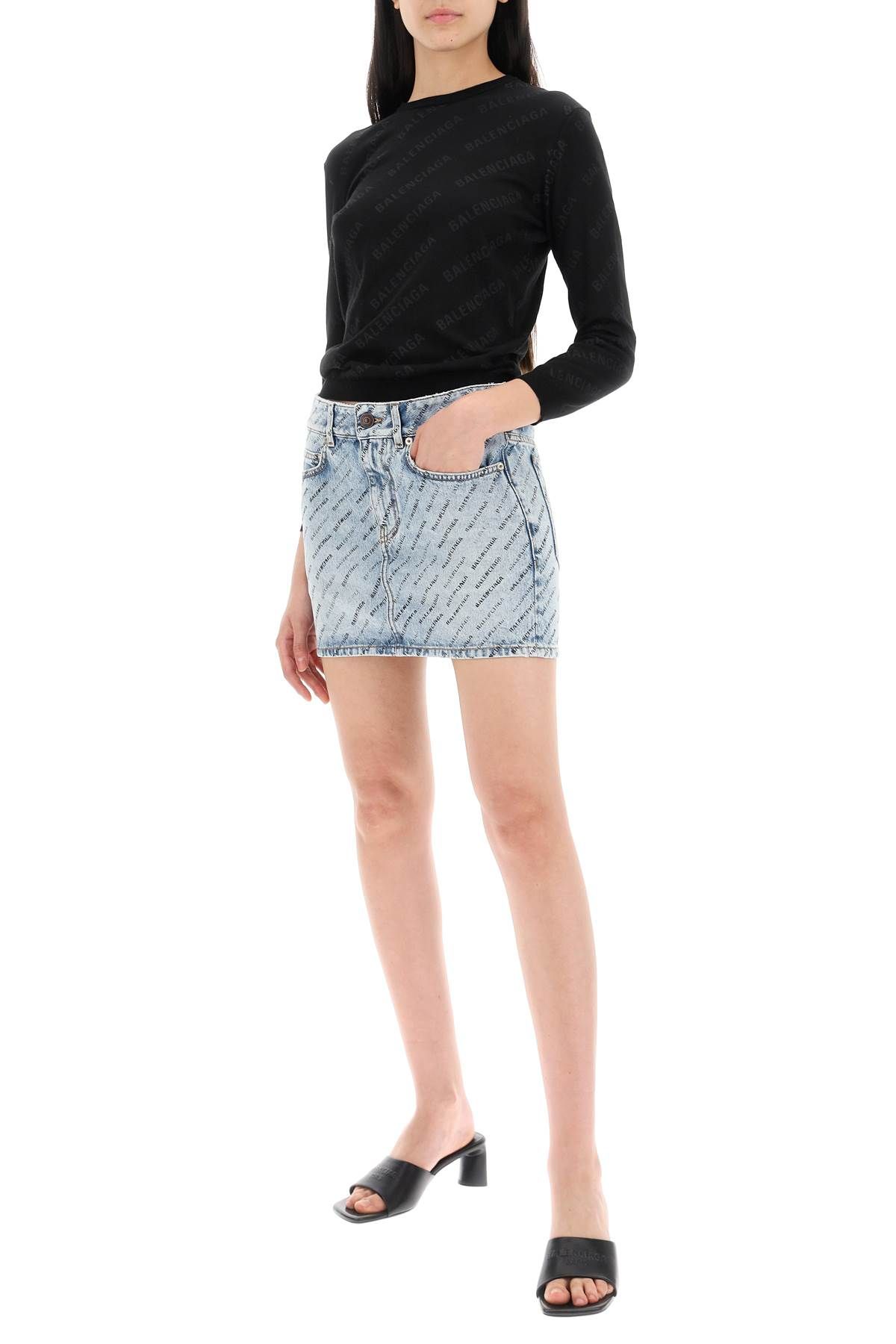 Shop Balenciaga "logo Print Mini Skirt In Blue